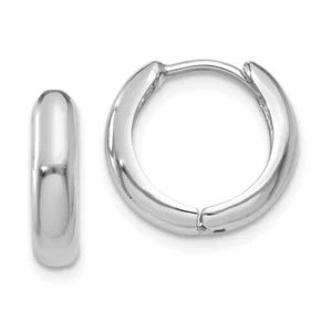 14k 14kt White Gold Hinged Hoop Earrings 9mm X 5mm - Picture 1 of 2