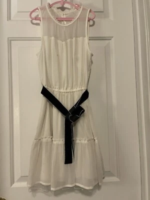 Vestido de babado Abercrombie infantil chiffon malha branco marfim tamanho 11/12 novo com etiquetas $49 *falha - Imagem 1 de 4