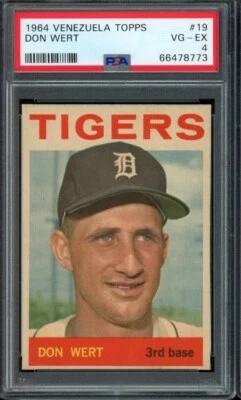 1964 Venezuelan Topps #19 Don Wert Tigers PSA 4 VG-EX LOOK! SL - Image 1 of 2