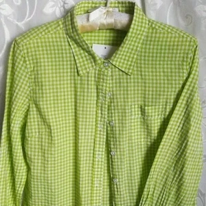 Company Ellen Tracy Ladies blouse shirt top small green & white NWT Small Cotton - Picture 1 of 7