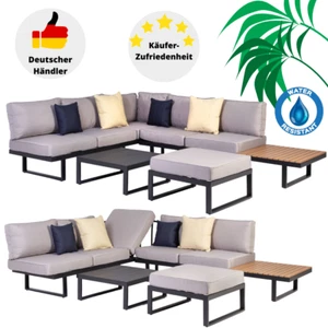 Gartenmöbel Set Alu Lounge Loungemöbel Sitzgruppen Aluminium Garten Outdoor Grau - Bild 1 von 12