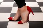 Vintage Red Pointed Jewelled Suede Clear Azuree Cannes Heels Reloures Rouge 5