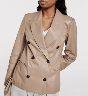 Chaqueta Blazer BRUNELLO CUCINELLI Cuero Doble Pecho 46 IT/10 US $7995+ NUEVA Foto 1 de 4