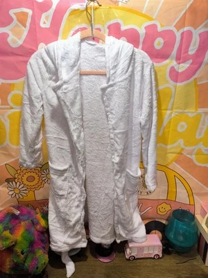 Albornoz mullido con cinturón con capucha grande talla juvenil blanco Foto 1 de 2