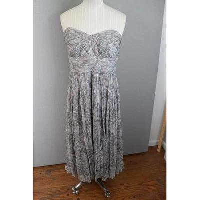 Vestido J Crew Marbella Sin Tirantes Plisado Gasa 8 Midi Formal Gris Rosa Nuevo Foto 1 de 4