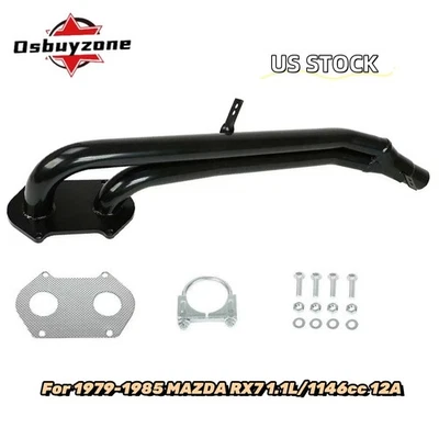 Performance Header w/Gasket for 1979-1985 Mazda RX-7 RX7 SA/FB 1.1L Black Coated - Image 1 of 4