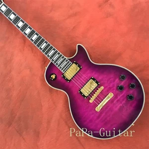 Guitarra Eléctrica LP Personalizada Púrpura Acolchada Tapa de Arce Cuerpo de Caoba Pastillas H-H - Imagen 1 de 8