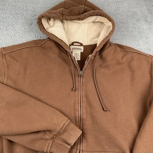 Felpa con cappuccio uomo LL Bean Katahdin Iron Works 2XL marrone foderata sherpa giacca zip intera - Foto 1 di 10