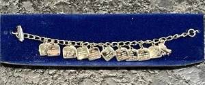 Ten Commandments Charm Bracelet VTG Silvertone Dangle Estate Retro NOS 6” - Picture 1 of 4