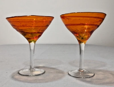Juego de 2 vasos Martini Pier 1 Canyon naranja soplados a mano Foto 1 de 4
