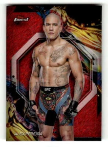 2024 Topps Finest UFC Refractor Red Shimmer #101 Alex Pereira - Picture 1 of 2