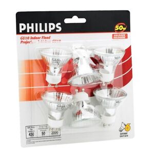 Philips GU10 35w Light Bulbs 6 Pack Indoor Flood 265 Lumens 35 Watts