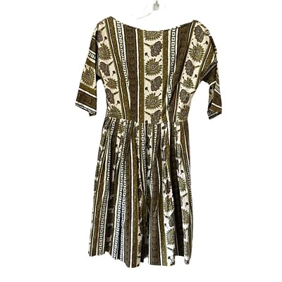 Vestido caseiro vintage tamanho 4 ajuste e alargamento zíper mangas neutras algodão - Imagem 1 de 4