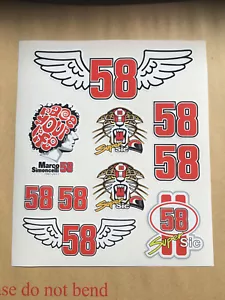 MARCO SIMONCELLI Sticker kit sheet Motorcycle Decals Super Sic 58. - Picture 1 of 5