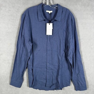 Camisa de lino Onia para hombre grande azul verano viaje náutico playa resort ¡Nueva! Foto 1 de 4