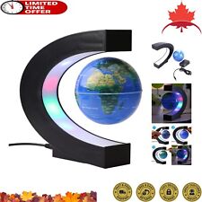 Magnetic Levitating Globe: Floating World Map C Shape Stand with 4 Colored LED