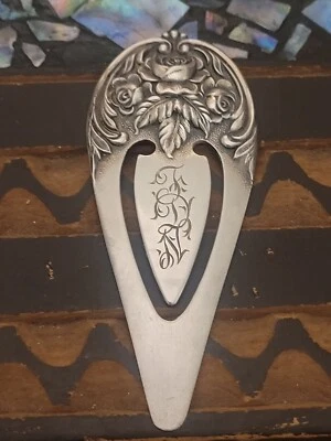 复古纯银古董柯克玫瑰书签  — 第 1/4 张图片