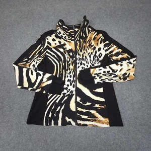 Joseph Ribkoff Jacket womens 12 Black Animal Print Lightweight Leopard Size 12 - Picture 1 of 8