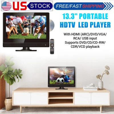 13.3″ HDTV Widescreen Display Built-in DVD Player with HDMI, DVD, VGA, RCA, USB - Image 1 of 4