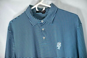 RALPH LAUREN RLX Men's Blue/Teal Striped Polo Shirt XL VGUC - Picture 1 of 3