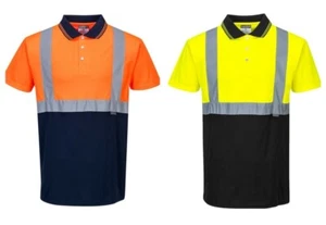 Portwest S479 Two Tone Hi Vis Visibility Comfort Safety Polo Shirt Work Wear - Picture 1 of 10