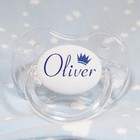 Personalised Dummy Pacifier Soother, All Teats, Sizes & Colours, Name Crown Blue
