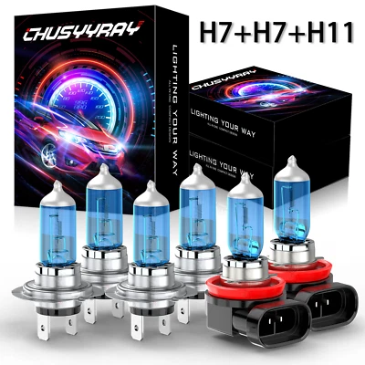 Combo faros halógenos blancos de haz alto bajo bombillas antiniebla para BMW 328i 2007-2016 Foto 1 de 4