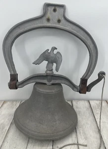 Vintage 10,5" große Aluminiumguss Adler Schule Abendessen Glocke Top Mount laut - Bild 1 von 24