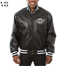Los Angeles Kings Fans Inspired Letterman Black Leather Varsity Jacket