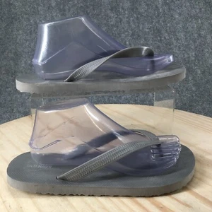 Old Navy Sandals Womens 6-7 L Flip Flops Thong Flats Slip On Gray Rubber Casual - Picture 1 of 15