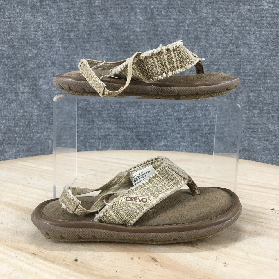Crevo Sandals Toddler 9 Monterey II Slingback Flip Flop Beige Fabric CVK1001-250 - Image 1 of 4
