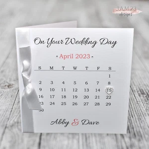 Personalised Wedding Day Card Engagement Anniversary Congratulations Calendar - Picture 1 of 9