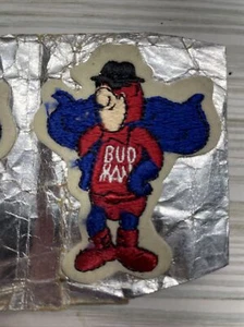SINGLE BUDWEISER BUD MAN BEER EMBROIDERED IRON-ON PATCH. - Picture 1 of 2