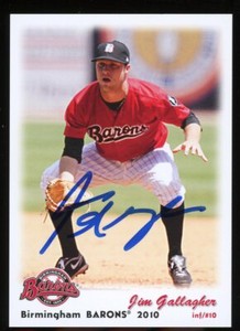 2010 Birmingham Barons JIM GALLAGHER Signed Card autograph AUTO WHITE SOX