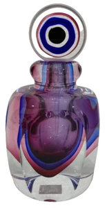 Beautiful Fifth Ave Crystal Blue Purple Sommerso Glass Perfume Bottle w/Stopper - Picture 1 of 11