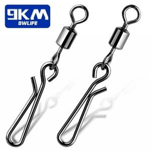 50Pcs Fishing Rolling Swivel with Clips Snap Stainless Lures Connector Saltwater - Picture 1 of 15