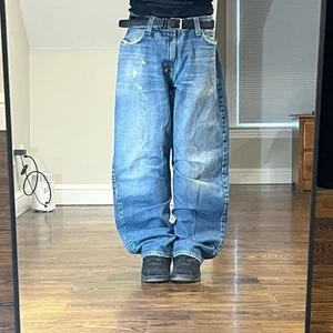 Jeans Roebuck vintage años 2000 holgados pierna ancha desteñidos lavado a la piedra - Imagen 1 de 8