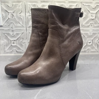 Mujer 9 M Frye Marissa Cremallera Corta Gris Taupe Cuero Botas Tacones Altos 3476922 Foto 1 de 4
