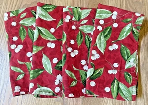 Juego de 4 Servilletas de Cena Ralph Lauren 20" Vacaciones Invierno Otoño Primavera Acebo Rojo - Imagen 1 de 3
