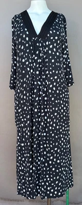 Donna Karan Modal Knit Sleepwear Gown Women’s XL Black Animal Print Long Sleeve - Image 1 of 4