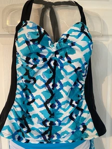 New With Tags Kaleidoscope Tankini Turquoise/Black Size 20 - Picture 1 of 6