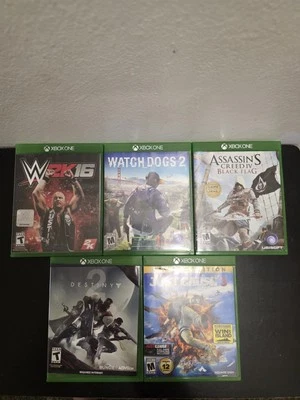 Xbox One Game Lot/5  Assassin's Creed Black Flag Watch Dogs/ WWE - Photo 1/4