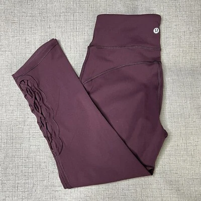 Lululemon Leggings Women’s 6 Burgundy Red Tied to it Crop 21” LW6AJHS - Image 1 of 4