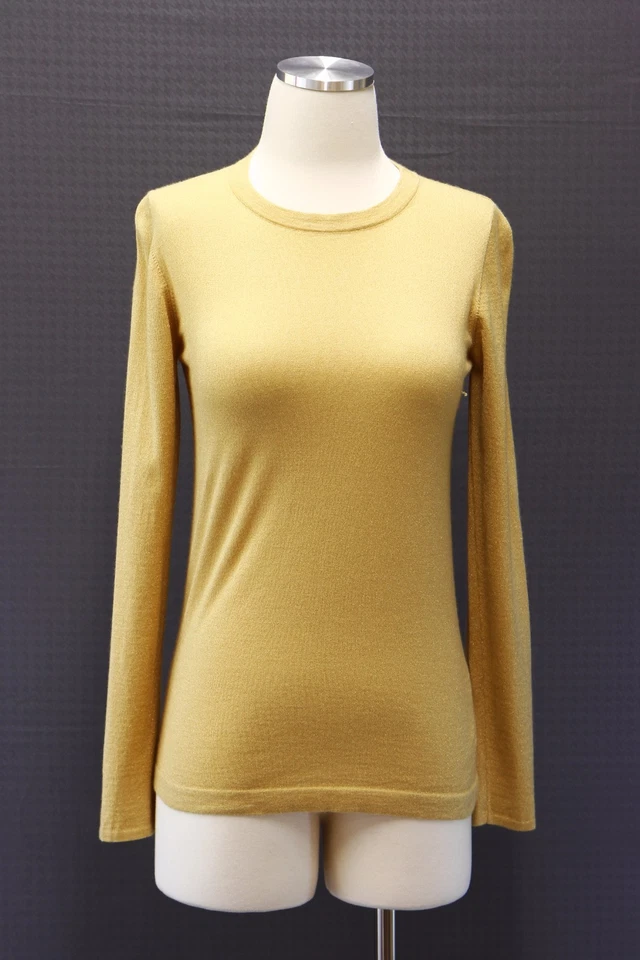 NWD$995 Brunello Cucinelli Soft Cashmere-Silk Sparkly Gold Lurex Crewneck M A176 - Image 1 of 1
