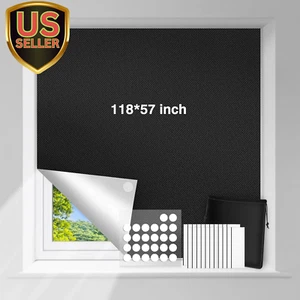 Blackout Shades Curtains for Bedroom, No Drill Blinds for Windows, Portable DIY - Picture 1 of 6