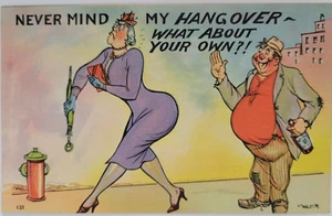 Cómic Vagabundo Hobo Borracho Resaca Sociedad Dama Humor Postal Lino Sin Publicar - Imagen 1 de 2