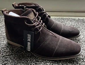 NEU Steve Madden Herren Johnnie braun Leder/Wildleder Stiefel Größe 11,5 - Bild 1 von 11