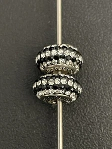 LOT OF TWO STAMPED 925/ STERLING SILVER EUROPEAN AUSTRIAN CRYSTAL BEADS - Picture 1 of 6