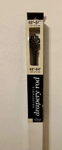 48" - 84" Telescoping 5/8" & 4/8" Dia. Single Drapery Rod, Palladian Black w/ Ca - Picture 1 of 5