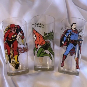 Vintage set of 3 Super Heroes Pepsi Collectable Tumbler glasses - Picture 1 of 9
